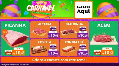 Modelo de TV para TV Horizontal com o tema Pré-Carnaval Com Economia para Açougue