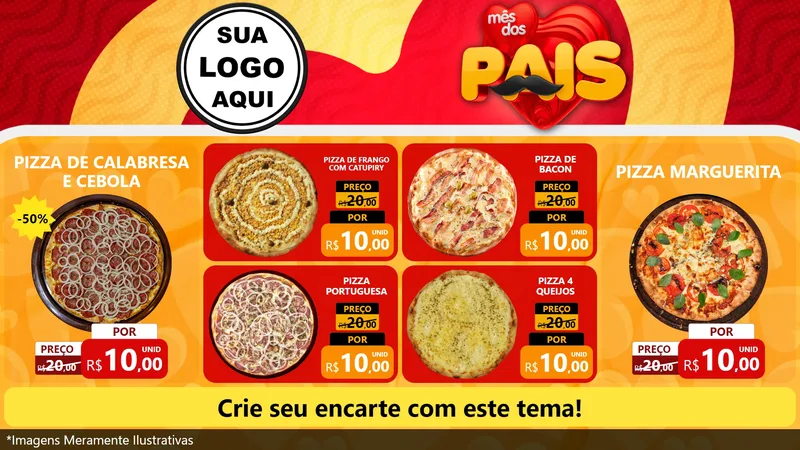 Modelo de TV para TV Horizontal com o tema Mês Dos Pais para Pizzaria