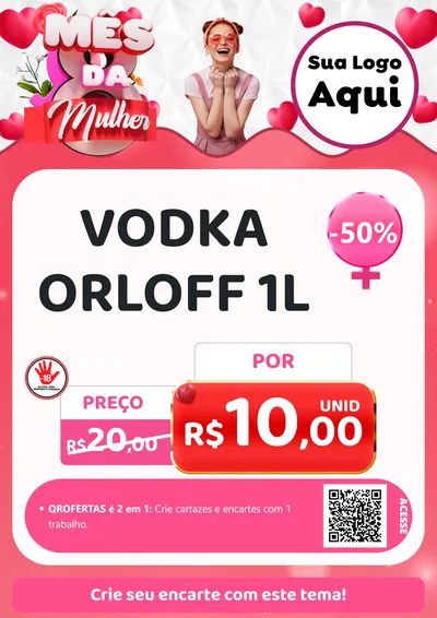 Modelo de Cartaz para Cartaz A4 Vertical com o tema Mês da Mulher para Distribuidora de bebidas