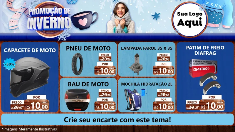 Modelo de TV para TV Horizontal com o tema Promoção de Inverno para Moto peças