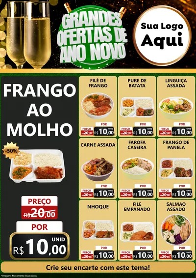 Modelo de Encarte para Encarte A4 Vertical com o tema Grandes Ofertas de Ano Novo para Restaurante