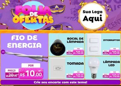 Modelo de Encarte para Encarte A4 Horizontal com o tema Folia de Ofertas para Materiais Elétricos