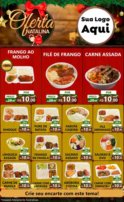 Modelo de Encarte para Encarte Grande com o tema Ofertas Natalina para Restaurante