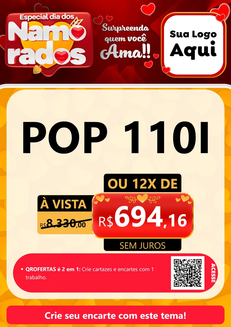 Modelo de Cartaz para Cartaz A4 Vertical com o tema Especial Dia dos Namorados para Concessionaria de Motos