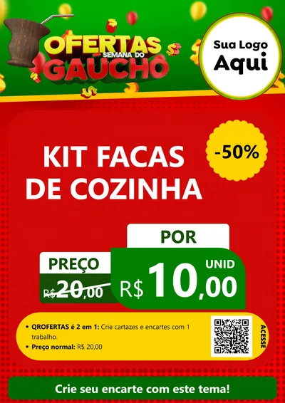 Modelo de Cartaz para Cartaz A4 Vertical com o tema Ofertas Semana Do Gaúcho para Utilidades Domésticas
