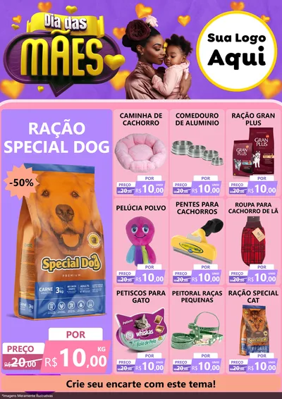 Modelo de Encarte para Encarte A4 Vertical com o tema Dia das Mães para Pet Shop