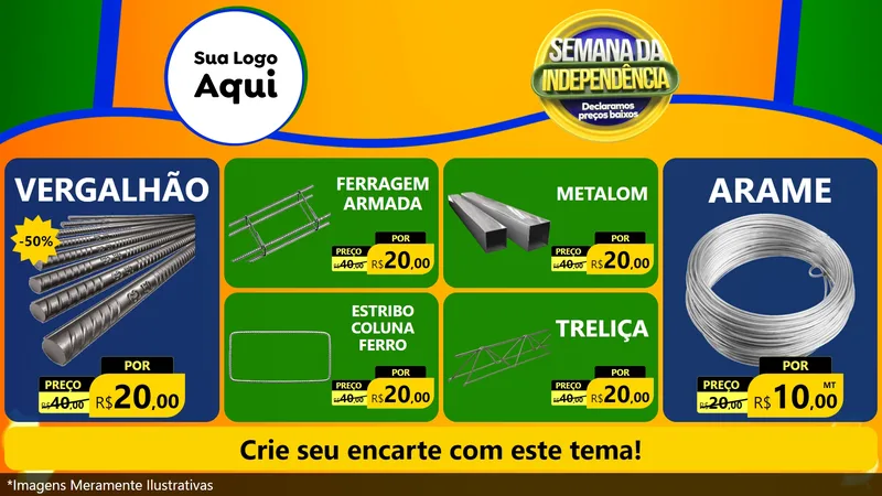 Modelo de TV para TV Horizontal com o tema Semana da Independência Declaramos Preços Baixos para Ferragens