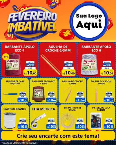 Modelo de Rede Social para Feed Instagram com o tema Fevereiro Imbatível para Armarinho e Aviamentos