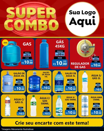 Modelo de Rede Social para Feed Instagram com o tema Super Combo para Água e gás