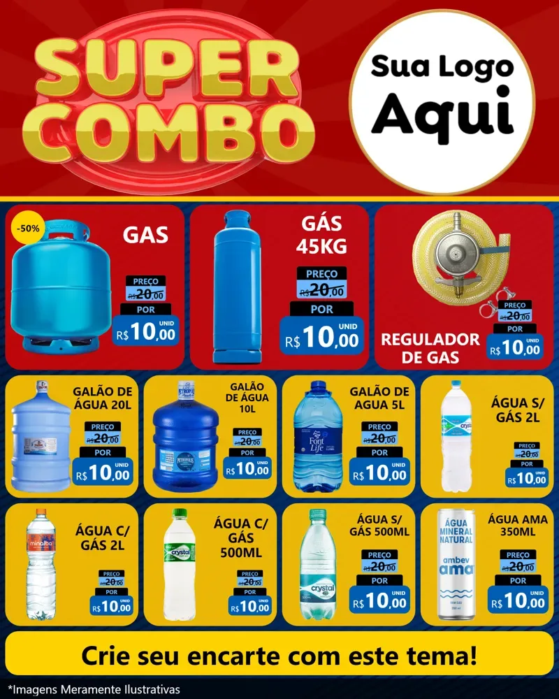 Modelo de Rede Social para Feed Instagram com o tema Super Combo para Água e gás