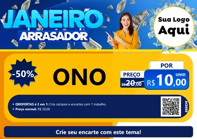 Modelo de Cartaz para Cartaz A4 Horizontal com o tema Janeiro Arrasador para Óticas