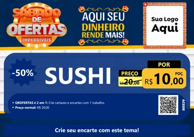 Modelo de Cartaz para Cartaz A4 Horizontal com o tema Sábado de Ofertas Imperdíveis para Comida japonesa
