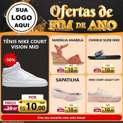 Modelo de Rede Social para Feed Facebook com o tema Ofertas de Fim de Ano para Calçados
