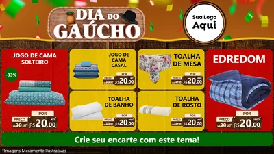 Modelo de TV para TV Horizontal com o tema Dia do Gaúcho para Cama, Mesa e Banho