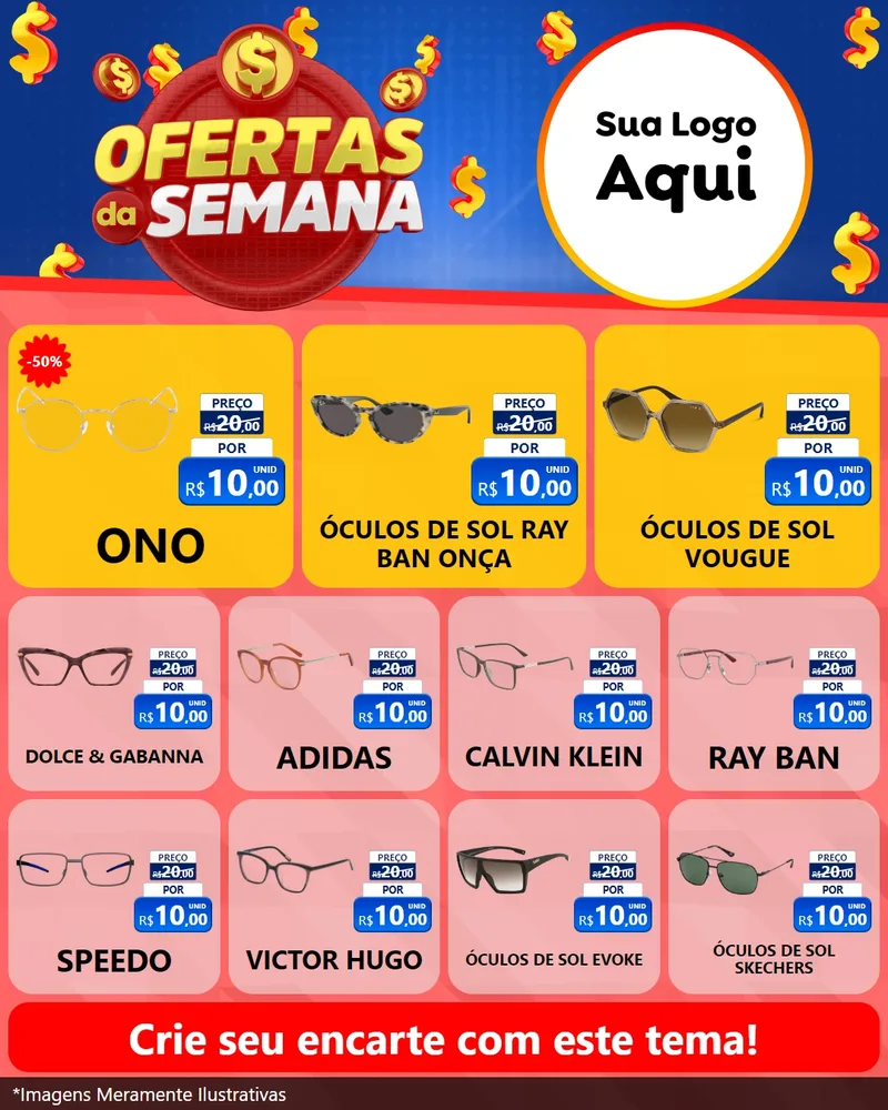 Modelo de Rede Social para Feed Instagram com o tema Ofertas Da Semana para Óticas