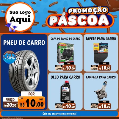 Modelo de Rede Social para Feed Facebook com o tema Promoção Páscoa para Auto peças