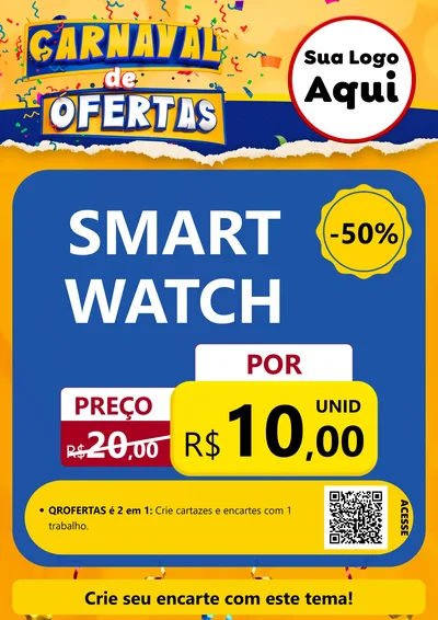 Modelo de Cartaz para Cartaz A4 Vertical com o tema Carnaval de Ofertas para Informática
