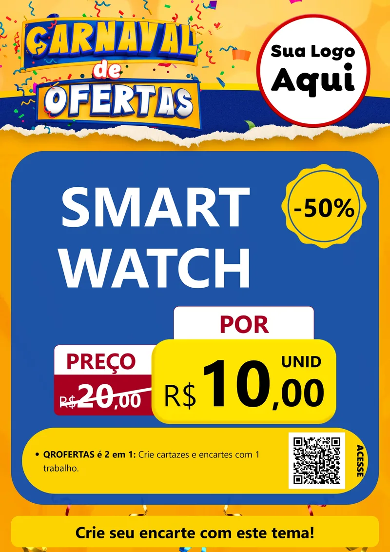 Modelo de Cartaz para Cartaz A4 Vertical com o tema Carnaval de Ofertas para Informática