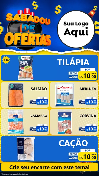 Modelo de TV para TV Vertical com o tema Sabadou de Ofertas para Peixaria