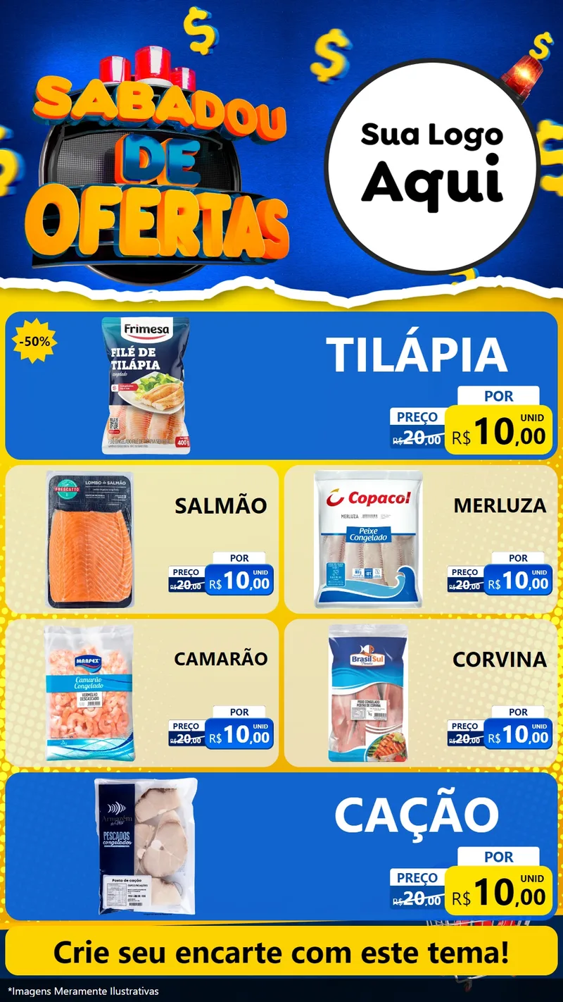 Modelo de TV para TV Vertical com o tema Sabadou de Ofertas para Peixaria