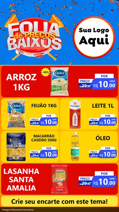 Modelo de TV para TV Vertical com o tema Folia de Preços Baixos para Supermercado