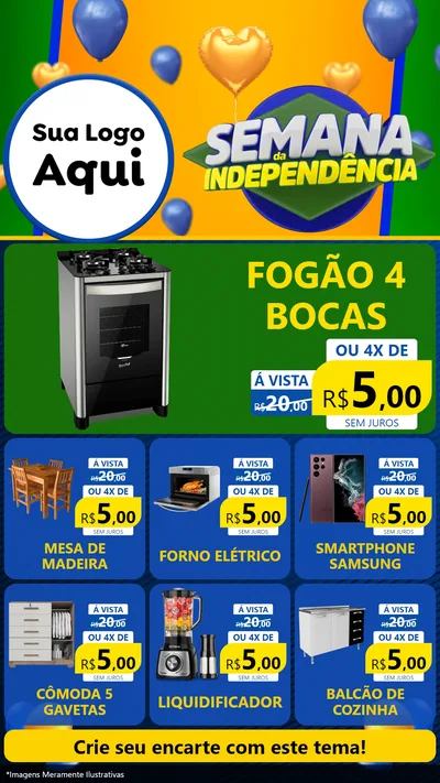 Modelo de Rede Social para Stories com o tema Semana da Independência para Móveis e Eletro