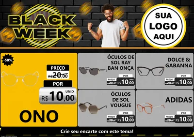 Modelo de Encarte para Encarte A4 Horizontal com o tema Black Week para Óticas