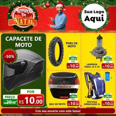 Modelo de Rede Social para Feed Facebook com o tema Promoção de Natal para Moto peças