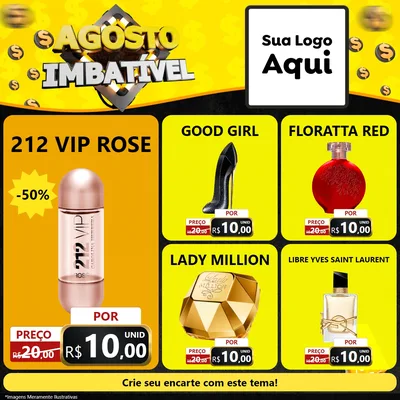 Modelo de Rede Social para Feed Facebook com o tema Agosto Imbatível para Perfumes