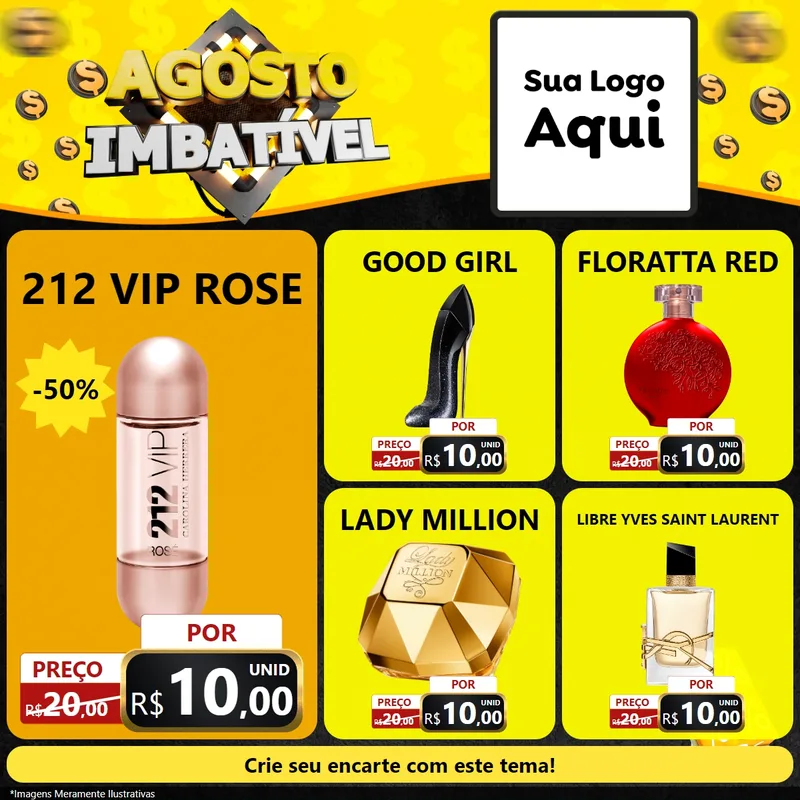 Modelo de Rede Social para Feed Facebook com o tema Agosto Imbatível para Perfumes