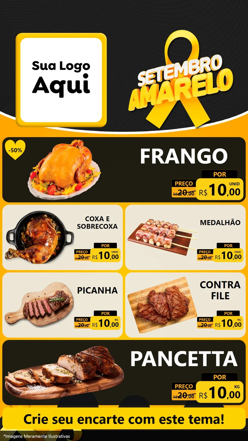 Modelo de TV para TV Vertical com o tema Setembro Amarelo para Assados