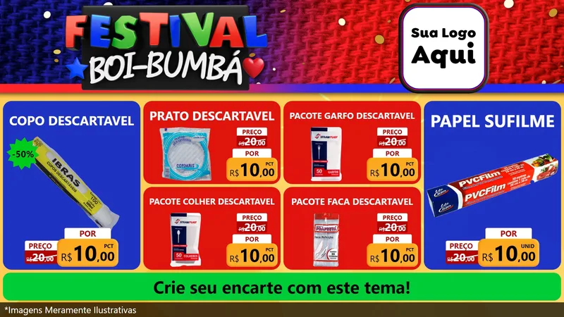 Modelo de TV para TV Horizontal com o tema Festival Boi-Bumbá para Embalagens
