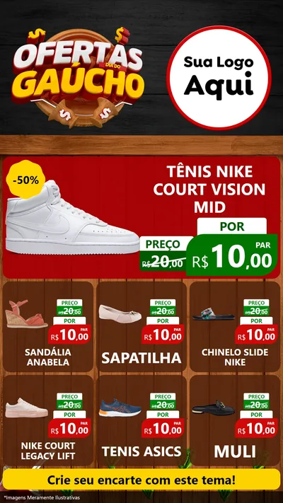Modelo de Rede Social para Stories com o tema Ofertas Dia do Gaúcho para Calçados