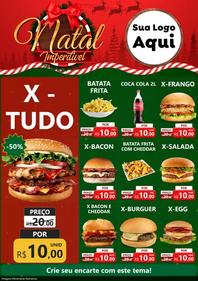 Modelo de Encarte para Encarte A4 Vertical com o tema Natal Imperdível para Hamburgueria
