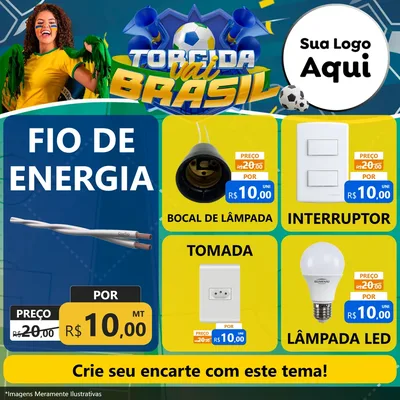 Modelo de Rede Social para Feed Facebook com o tema Torcida Vai Brasil - Copa para Materiais Elétricos