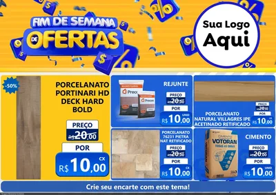 Modelo de Encarte para Encarte A4 Horizontal com o tema Fim de Semana de Ofertas para Pisos e revestimentos