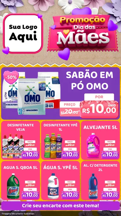 Modelo de Rede Social para Stories com o tema Promoção Dia das Mães para Produtos de Limpeza