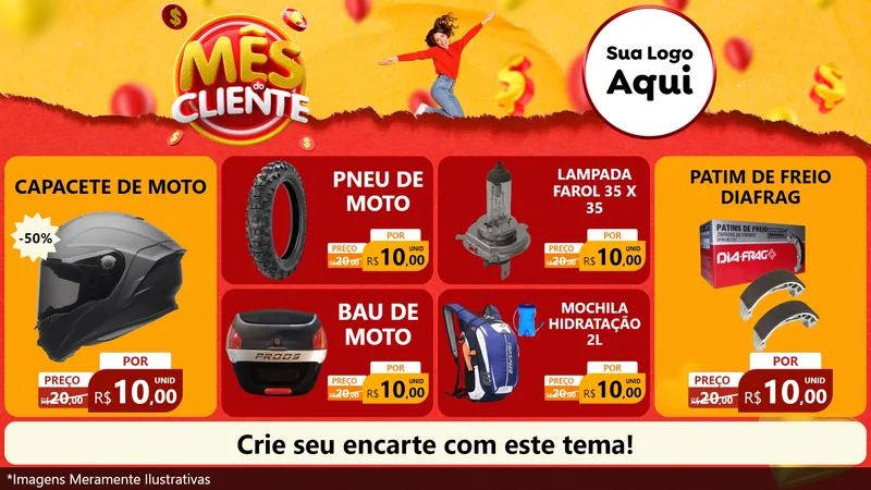 Modelo de TV para TV Horizontal com o tema Mês do Cliente para Moto peças