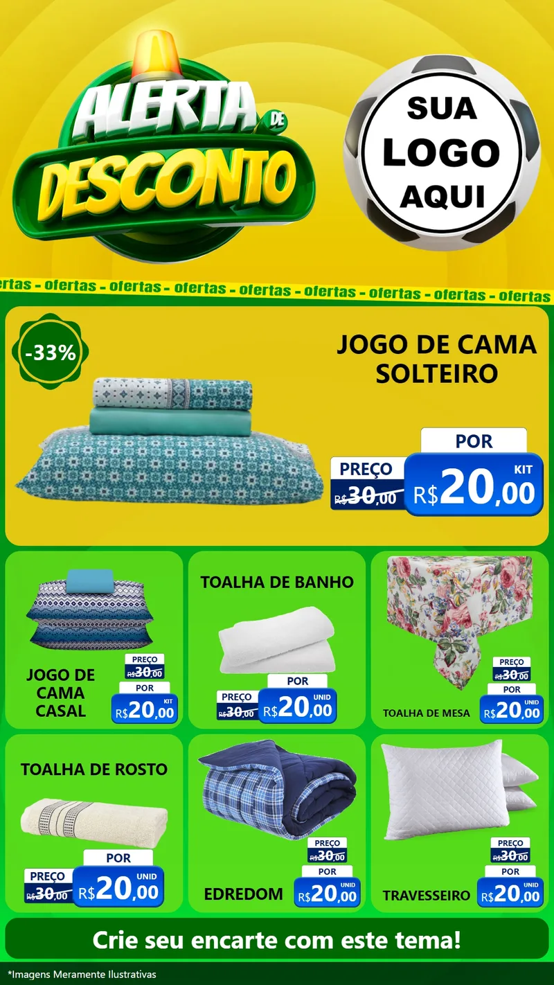 Modelo de Rede Social para Stories com o tema Alerta de Desconto para Cama, Mesa e Banho