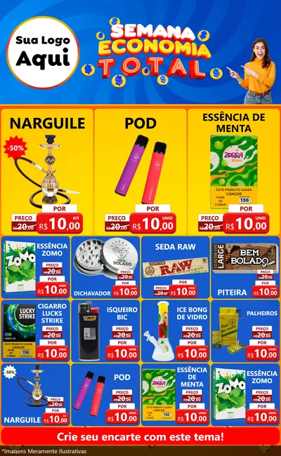 Modelo de Encarte para Encarte Grande com o tema Semana Economia Total para Tabacaria