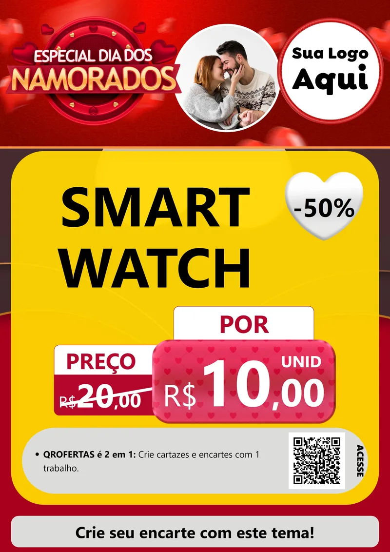 Modelo de Cartaz para Cartaz A4 Vertical com o tema Especial Dia Dos Namorados para Informática