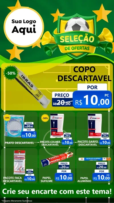 Modelo de Rede Social para Stories com o tema Seleção de Ofertas - Copa para Embalagens