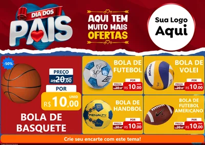 Modelo de Encarte para Encarte A4 Horizontal com o tema Dia dos Pais para Artigos Esportivos