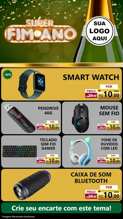 Modelo de TV para TV Vertical com o tema Super Fim de Ano para Informática