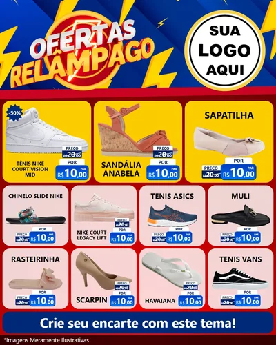 Modelo de Rede Social para Feed Instagram com o tema Ofertas Relâmpago para Calçados