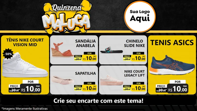 Modelo de TV para TV Horizontal com o tema Quinzena Maluca para Calçados