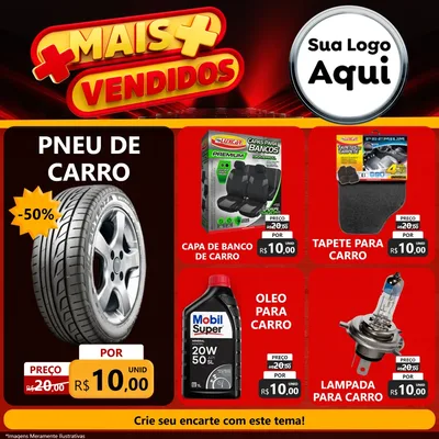 Modelo de Rede Social para Feed Facebook com o tema Mais Vendidos para Auto peças