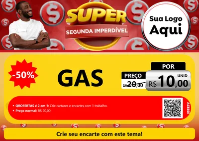 Modelo de Cartaz para Cartaz A4 Horizontal com o tema Super Segunda Imperdível para Água e gás