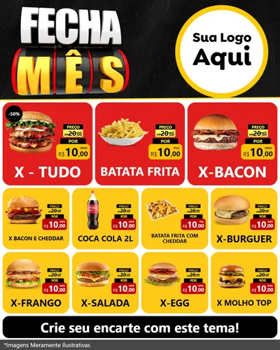 Modelo de Rede Social para Feed Instagram com o tema Fecha Mês para Hamburgueria