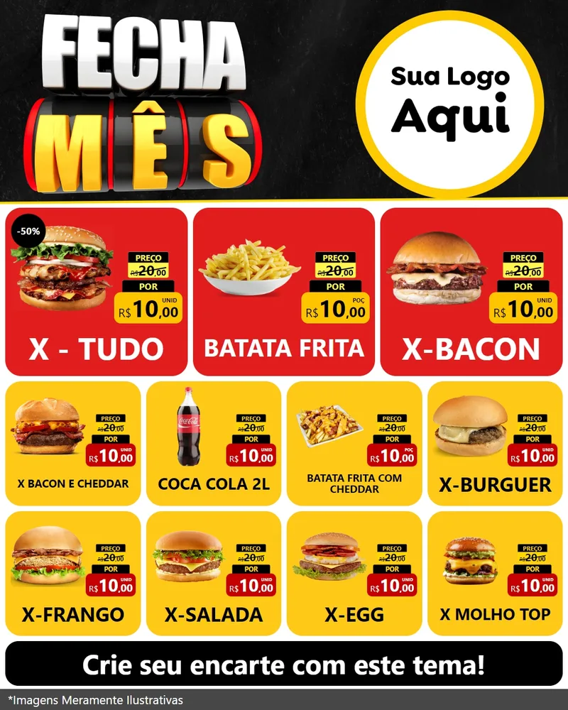 Modelo de Rede Social para Feed Instagram com o tema Fecha Mês para Hamburgueria